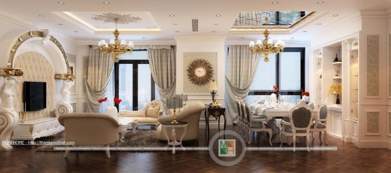 Thiết kế nội thất chung cư Royal city tân cổ điển